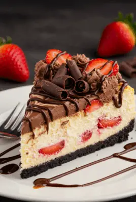 Chocolate Strawberry Swirl Cheesecake