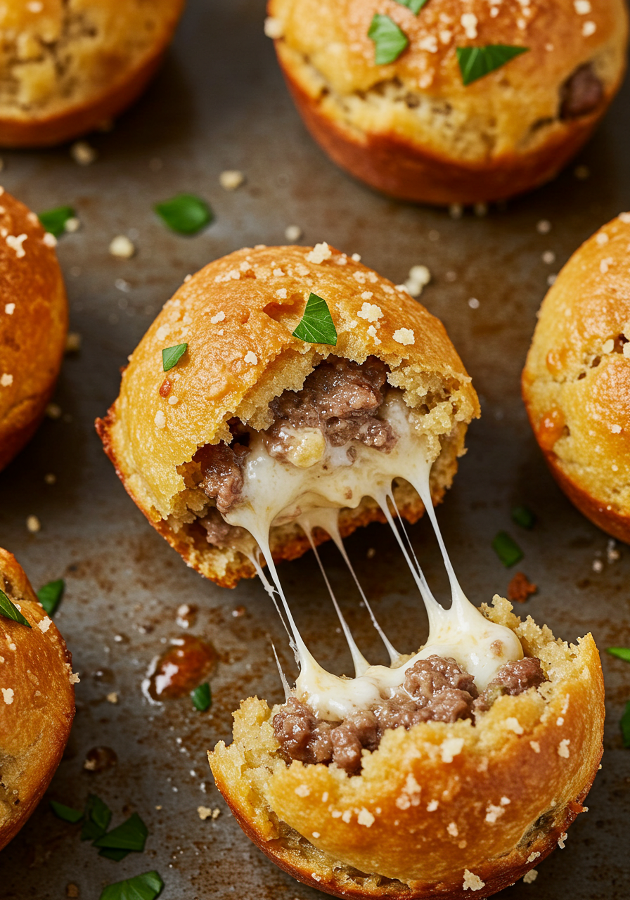 Garlic Parmesan Cheeseburger Bombs