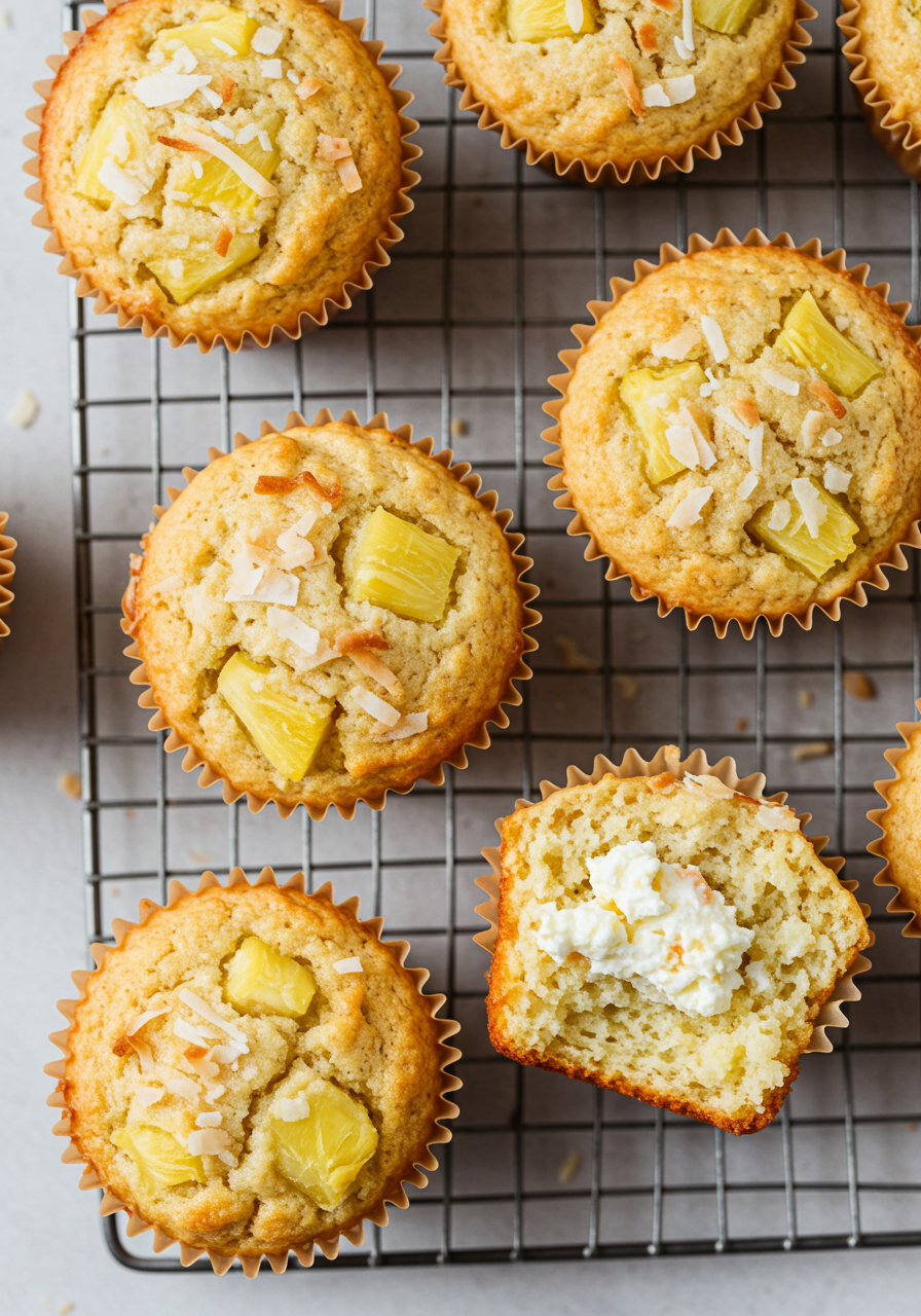 Coconut and pineapple cottage cheese muffins