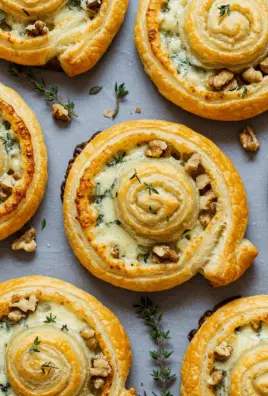 Blue Cheese Walnut Thyme Puff Pastry Twirl