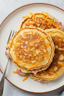 Savory Chicken Ham Cheddar Pancakes