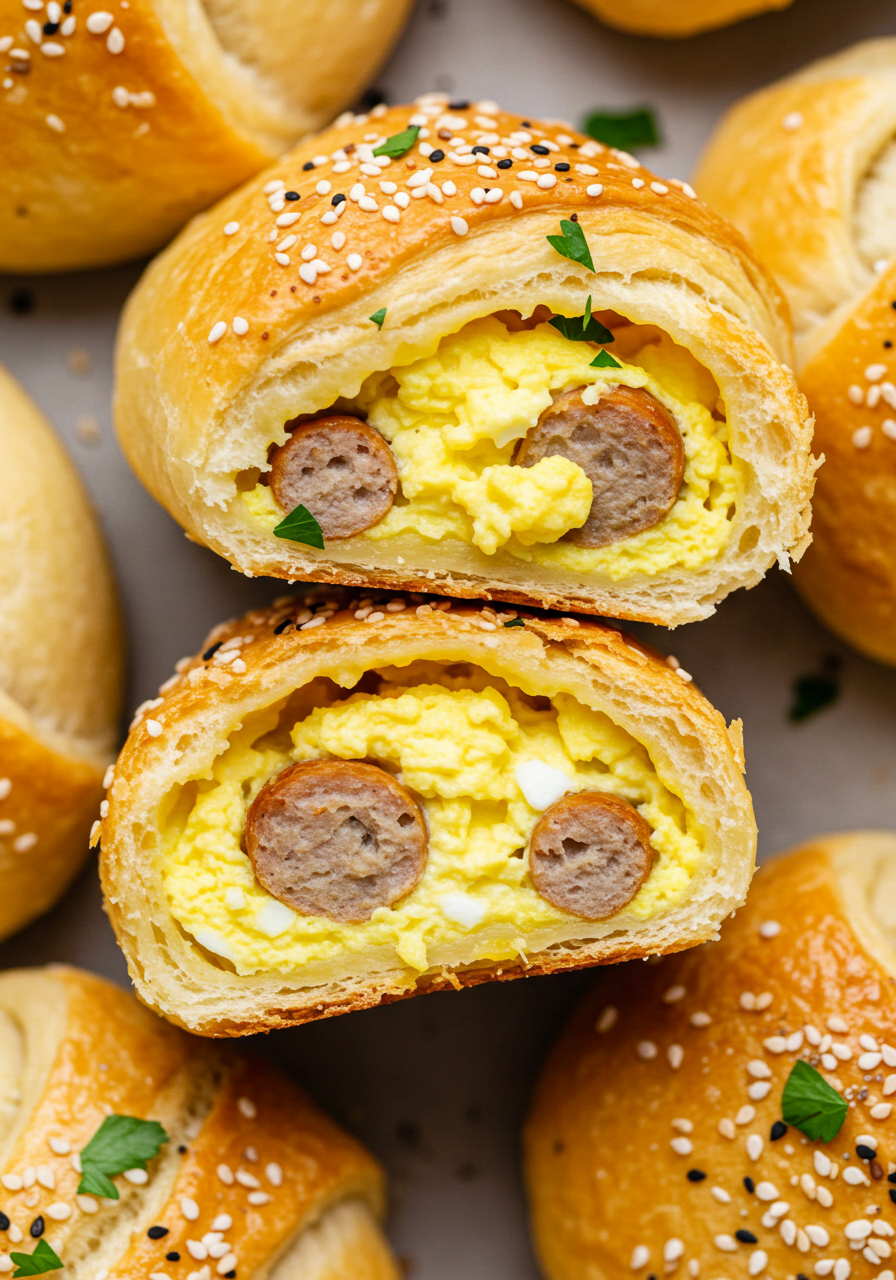 Cheesy Turkey Sausage Egg Breakfast Rolls