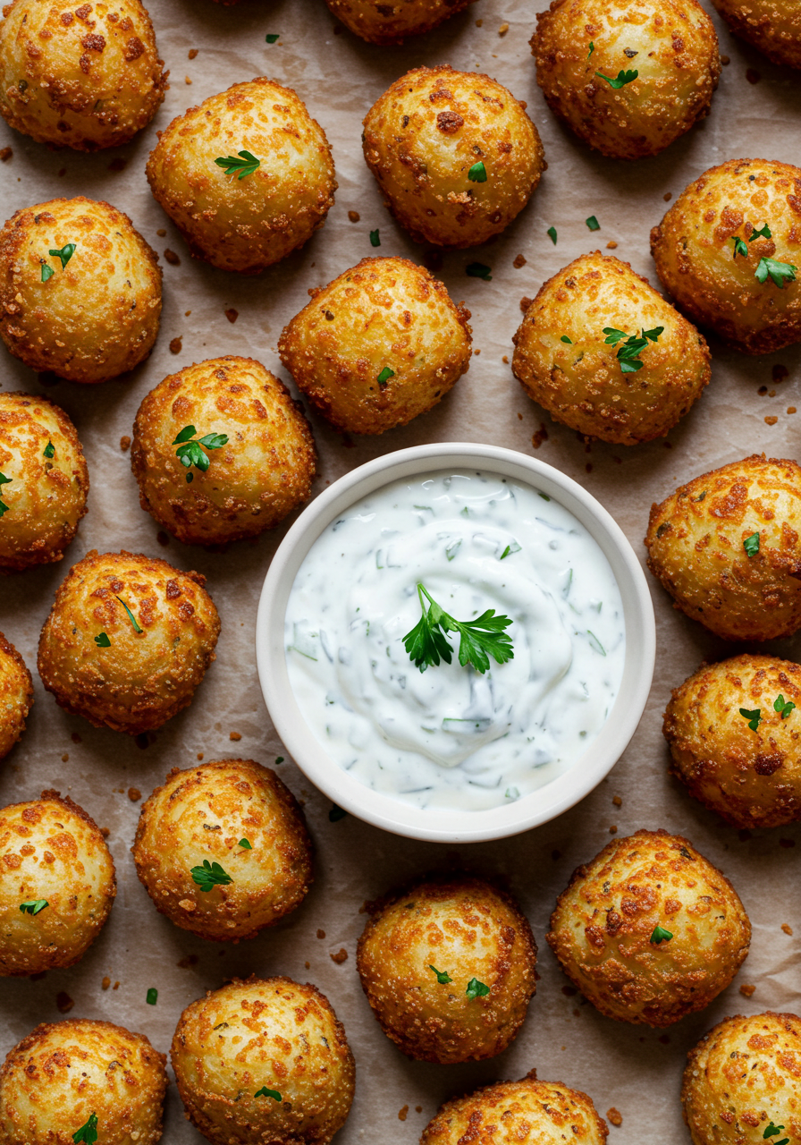 Crispy Potato Bites with Herb Yogurt Sauce