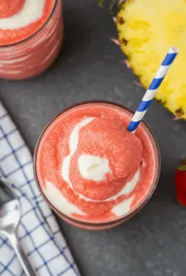 Pineapple Strawberry Swirled Slushies