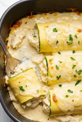 Zucchini Chicken Alfredo Roll Ups