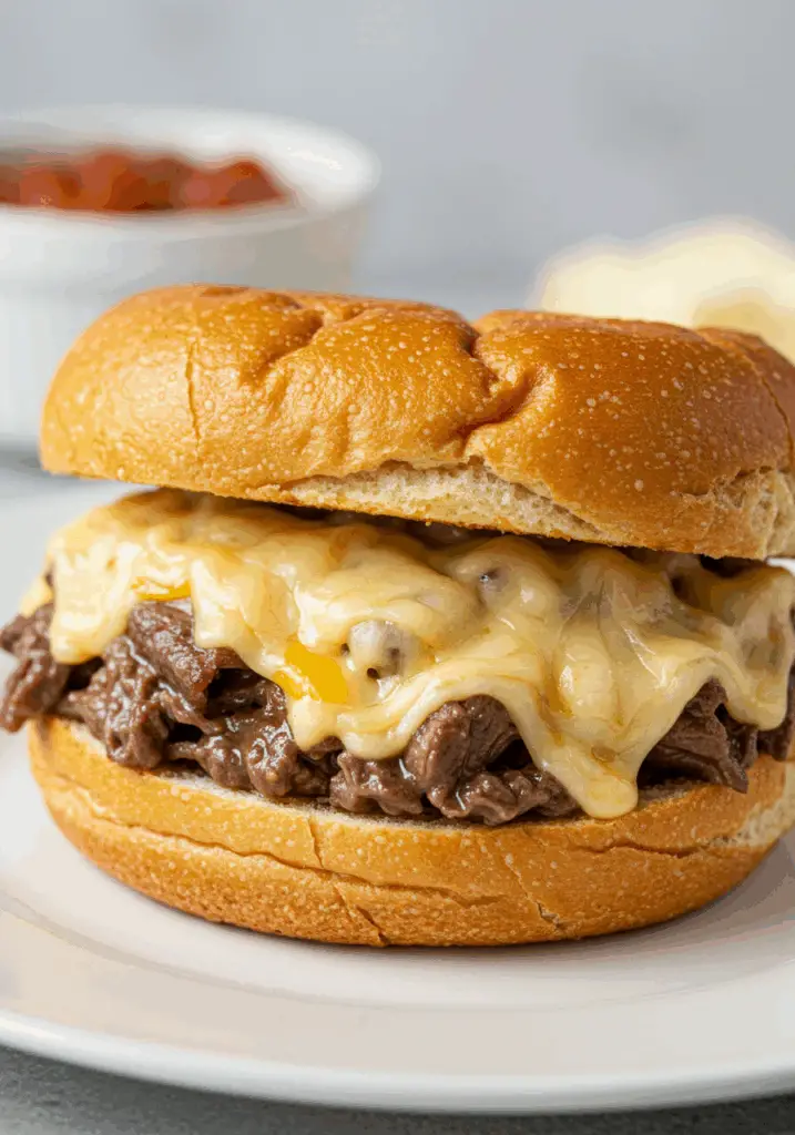 Slow Cooker Beef & Cheddar Sandwiches