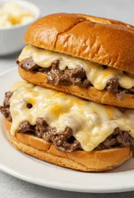 Slow Cooker Beef & Cheddar Sandwiches