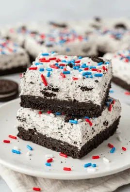No Bake Fireworks Oreo Cheesecake Bars