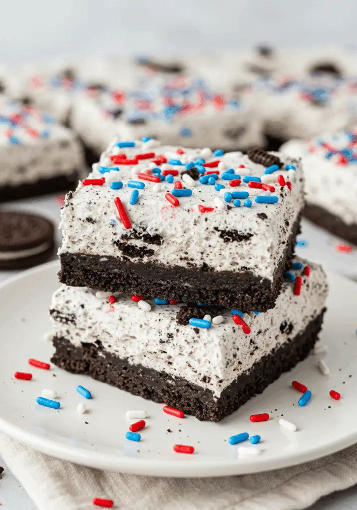 No Bake Fireworks Oreo Cheesecake Bars
