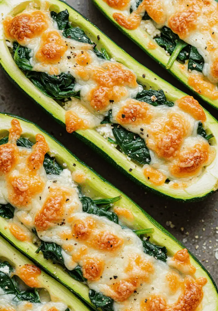 Vegetarian Spinach and Ricotta Zucchini Boats