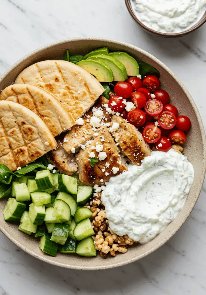 Greek Chicken Gyro Bowls with Tzatziki Sauce