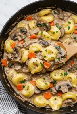 Creamy Beef and Mushroom Tortellini Skillet