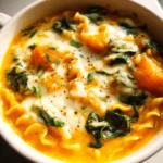 Butternut Squash Lasagna Soup with Kale & Mozzarella