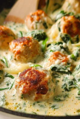 Chicken Ricotta Meatballs with Spinach Alfredo Sauce