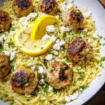 Easy Greek Chicken Meatballs with Lemon Orzo