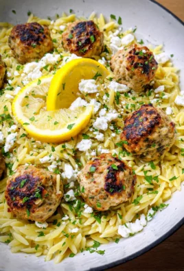 Easy Greek Chicken Meatballs with Lemon Orzo