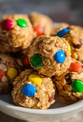 Monster Cookie Oatmeal Peanut Butter Balls with M&Ms