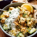 Dump-and-Bake Chicken Tzatziki and Rice