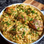 One Pan Smothered Chicken and Rice