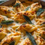 Pumpkin & Gouda Stuffed Shells With Brown Butter & Sage Alfredo Sauce