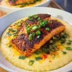 Cajun Grilled Salmon with Cheesy Jalapeno Grits