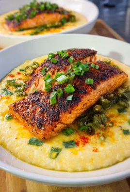 Cajun Grilled Salmon with Cheesy Jalapeno Grits