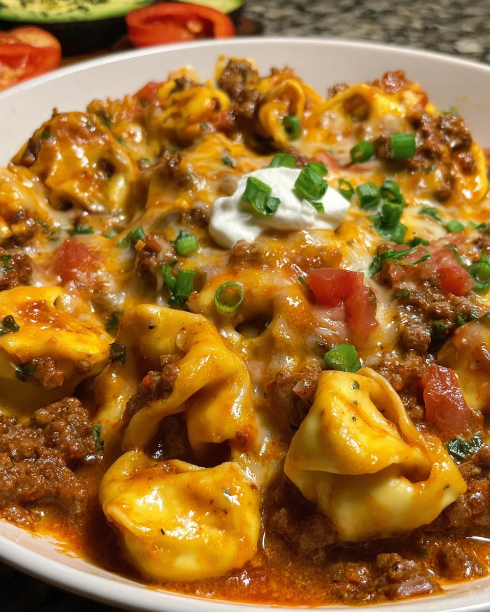 Cheesy Taco Tortellini Skillet