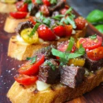 Grilled Steak and Tomato Crostini