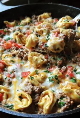 One Pot Tortellini and Ground Beef Skillet Casserole