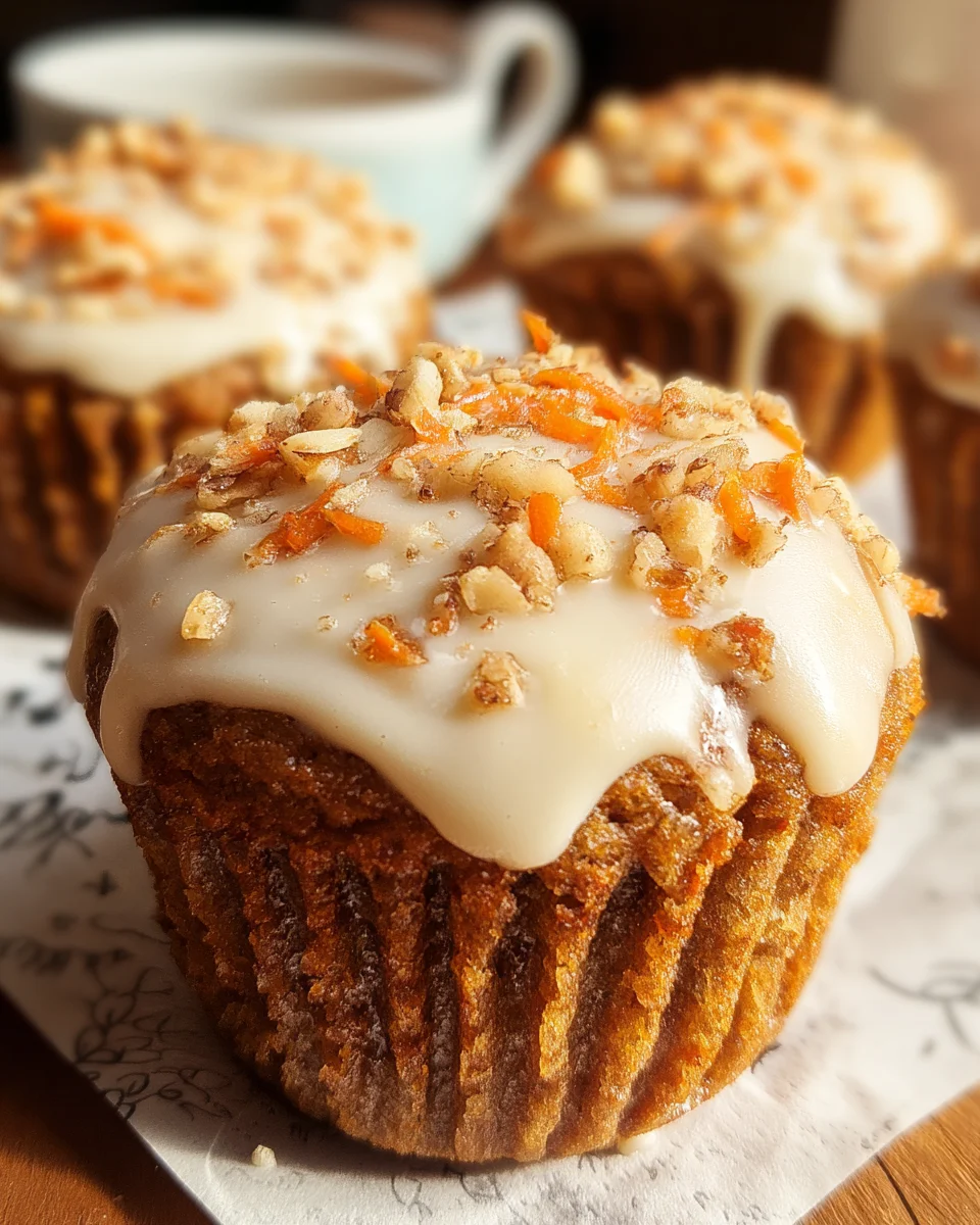 Carrot Cake Muffins with Cream Cheese Glaze