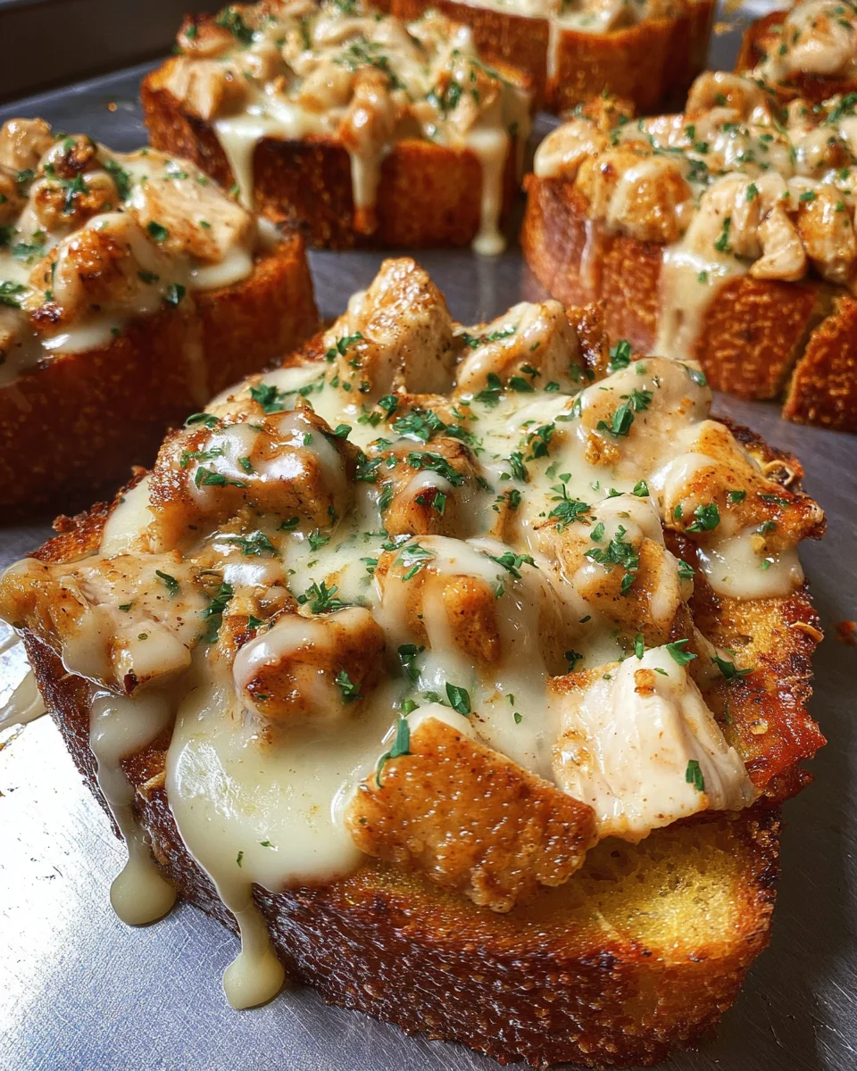 Chicken Alfredo Garlic Toast