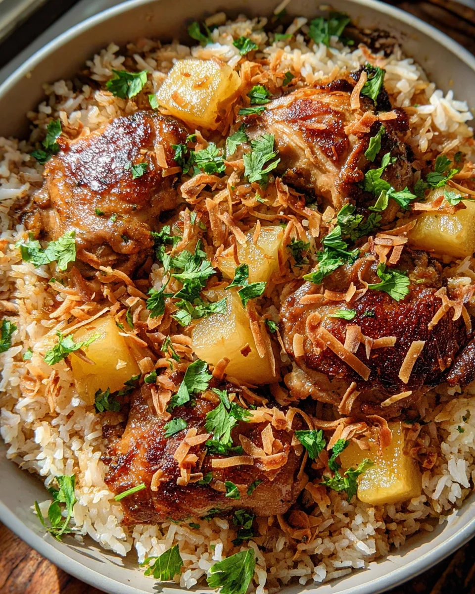 One Pot Hawaiian Chicken with Coconut Rice