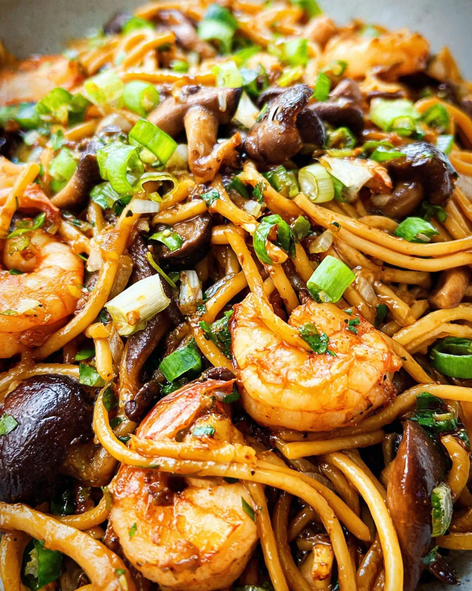 Shrimp Shiitake Noodles